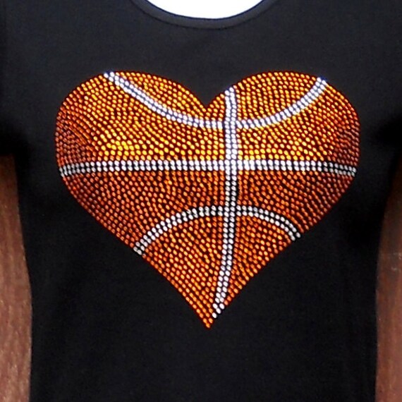 Women's rhinestone Basketball heart shirt | Etsy