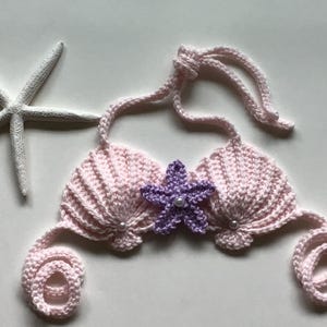 CHILD SIZE,age 3-6 yr,crochet seashell mermaid bikini top,5 color,beach top,cake smash,tutu top,Disney mermaid costume,new original starfish