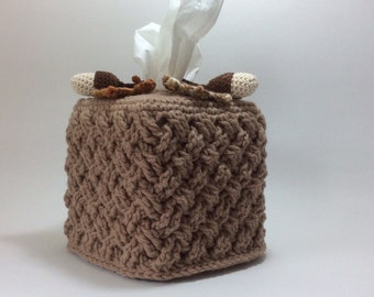 CROCHET PATTERN, PDF Celtic Weave tissue box cover,No Sew,tissue box pattern,tissue basket weave,only 2 ends, crochet in the round