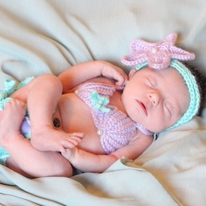 Crochet seashell mermaid TOP and HEADBAND,5 sizes,many colors,shell bikini,mermaid costume top,cake smash birthday party set,photo shoot