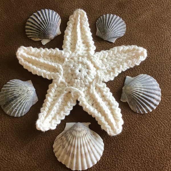 Crochet STARFISH PATTERN PDF, only 2 ends to tuck in,Starfish seaside garland,sea motif,ocean sea star