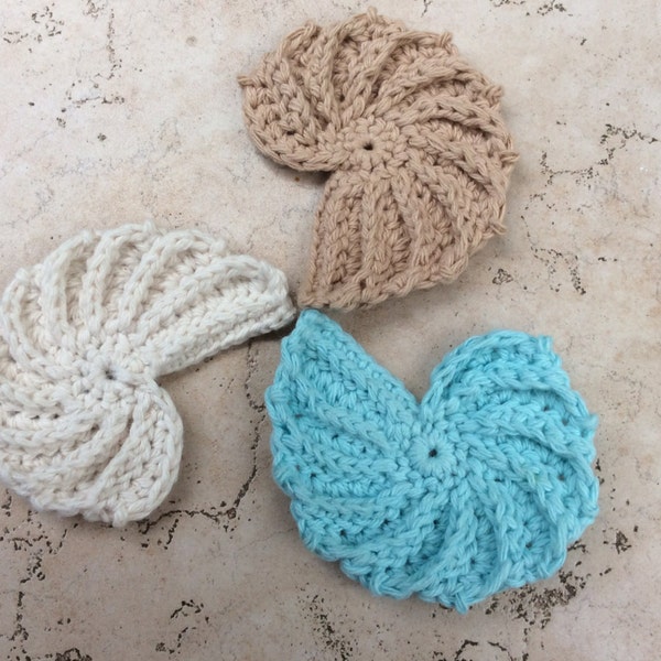 CROCHET seashell PATTERN, NO sew coaster seashell, textured seashell , seashell applique pattern,seashell necklace pattern