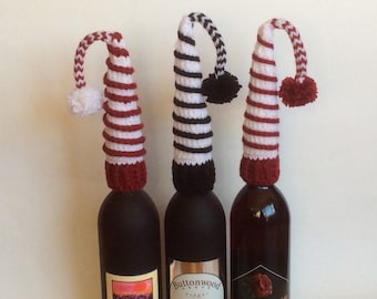 CROCHET PATTERN PDF,Wine bottle topper pattern,gnome hat,Christmas Santa hat bottle topper,Scandinavian gnome topper,no sew