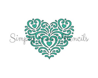 scroll heart stencil etsy fancy heart stencils