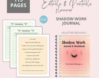 Shadow Work Journal | Editable & Printable Personal Growth Planner | Self-Discovery and Reflection