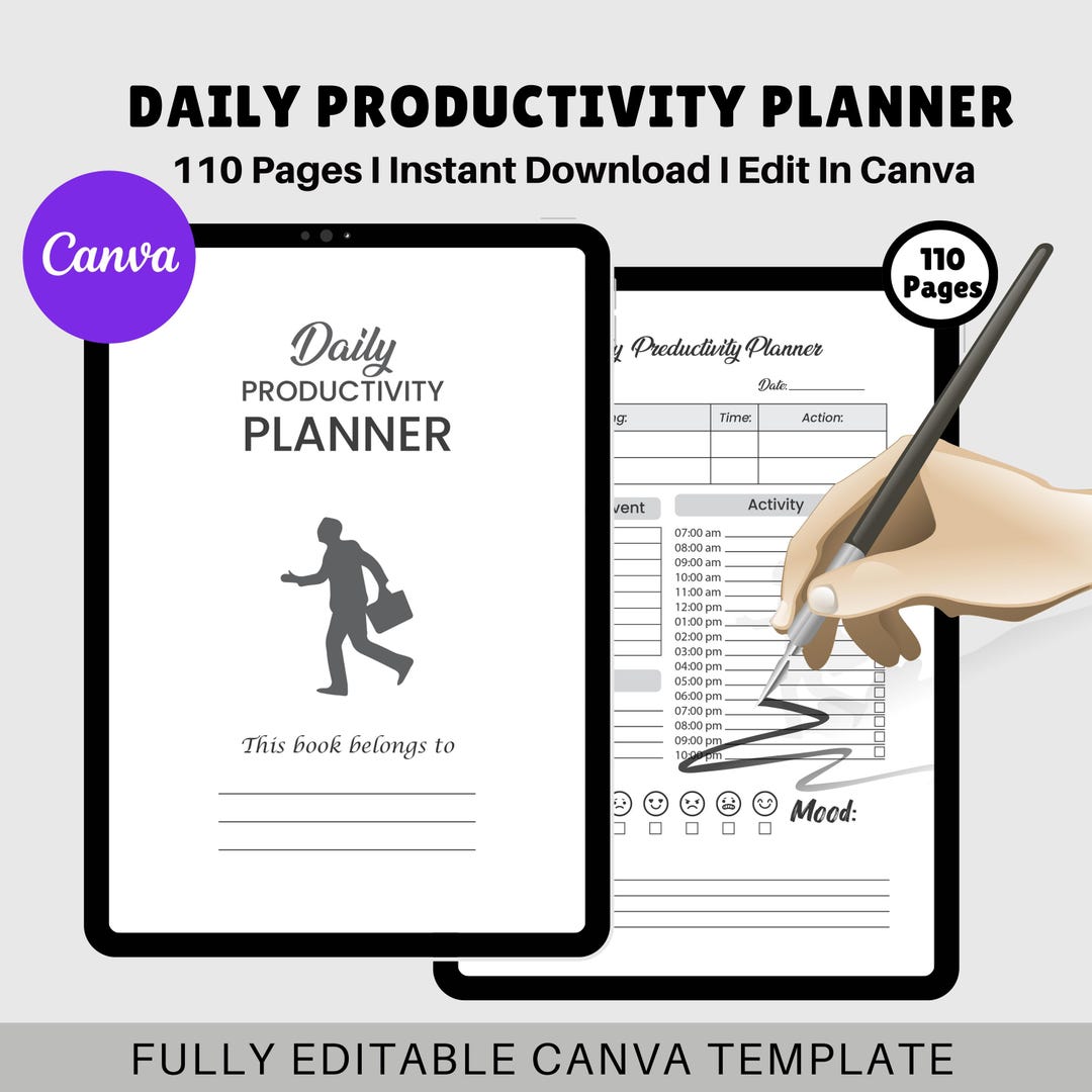 Daily Productivity Planner KDP Interior: Printable Activity Journal ...