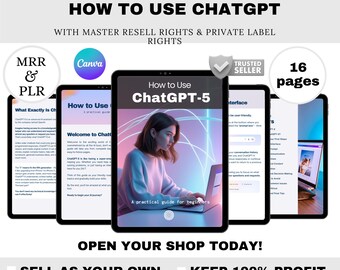 ChatGPT AI Beginner's Guide: Bearbeitbares Canva eBook (PLR Weiterverkaufsrechte)