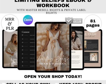 Coaching PLR eBook & Workbook: Release Limiting Beliefs (Canva Editable)