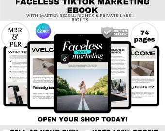 Faceless TikTok Marketing eBook: Canva Template, PLR Resell Rights (PDF Download)
