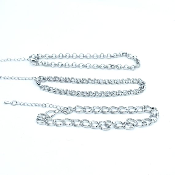 Silvertone Adjustable Bracelet Lot Stack Multi Ch… - image 2