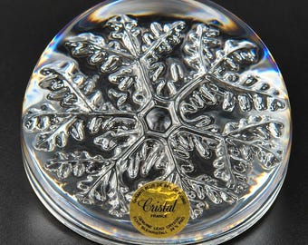 Vintage Cristal France Snowflake Paperweight z 24% kryształu ołowiowego Avon French Glass