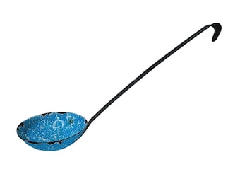 Vintage Blue Speckled Enamel Ladle Primitive Farmhouse Rustic Kitchen Decor