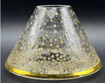 Gold Glitter Polka Dot Crackle Glass Sparkle Tapered Lrg Jar Candle Shade Topper