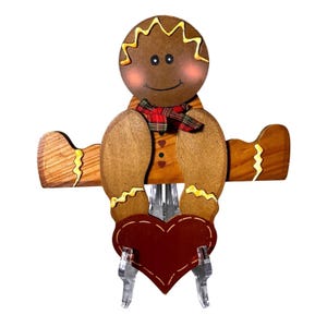 Vintage Gingerbread Man Wooden Heart Rustic Christmas 1996 LTD Commodities Decor