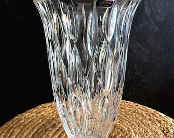 Marquis Waterford Rainfall 11" Kryształowy wazon Duży Ciężki Szklany Naklejki Niemcy