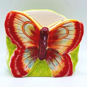 Home Essentials Porte-serviettes en céramique papillon Free Flight Feuille rouge vert