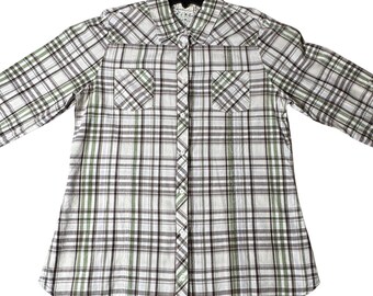 Vintage Blue Checkered Button-down Shirt - 90s Oversized Cotton