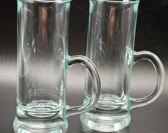 Vintage French Glass Irish Coffee Mugs Shot Glass Set 2 France Footed Pedestal