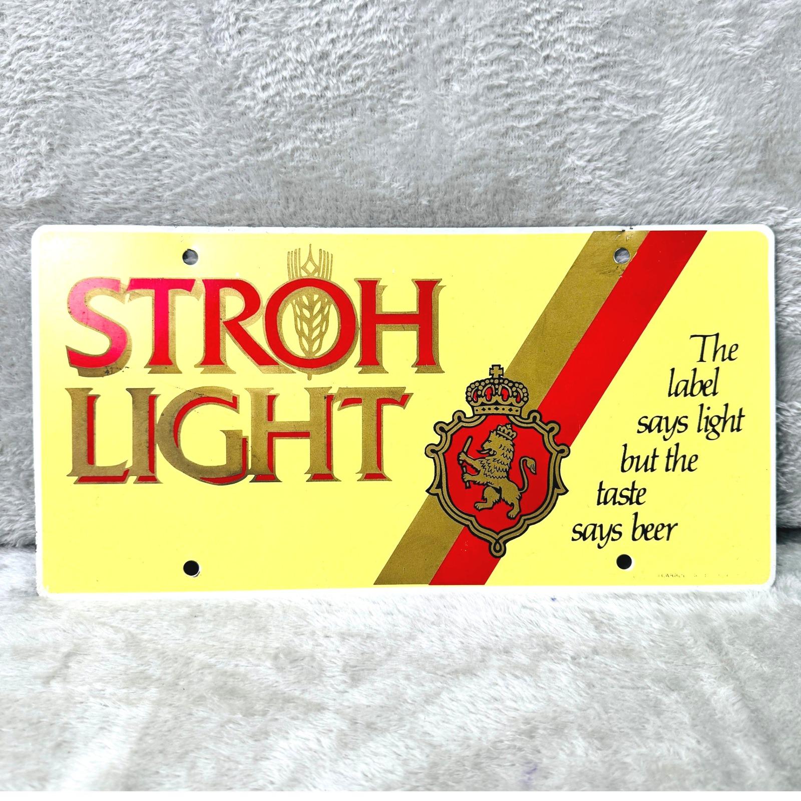 STROH'S プレミアムビール看板 約40cm x 30cm Vintage Stroh's yellow and red Steel beer light Sign 18 X 13 X 2