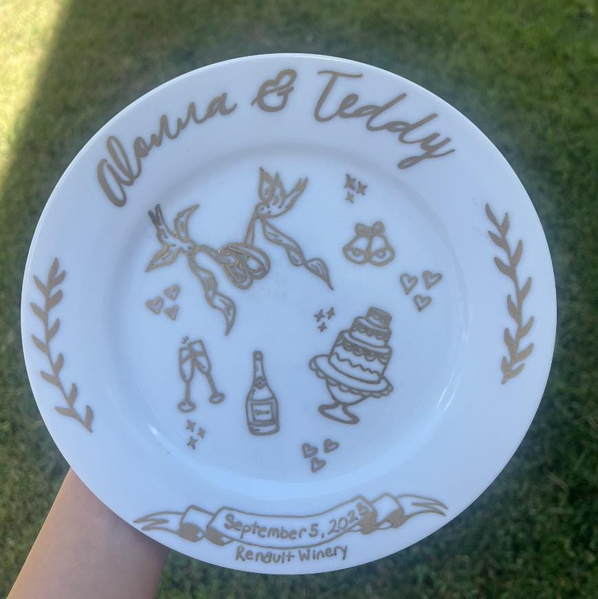 Custom Hand Painted Wedding Plate - Etsy