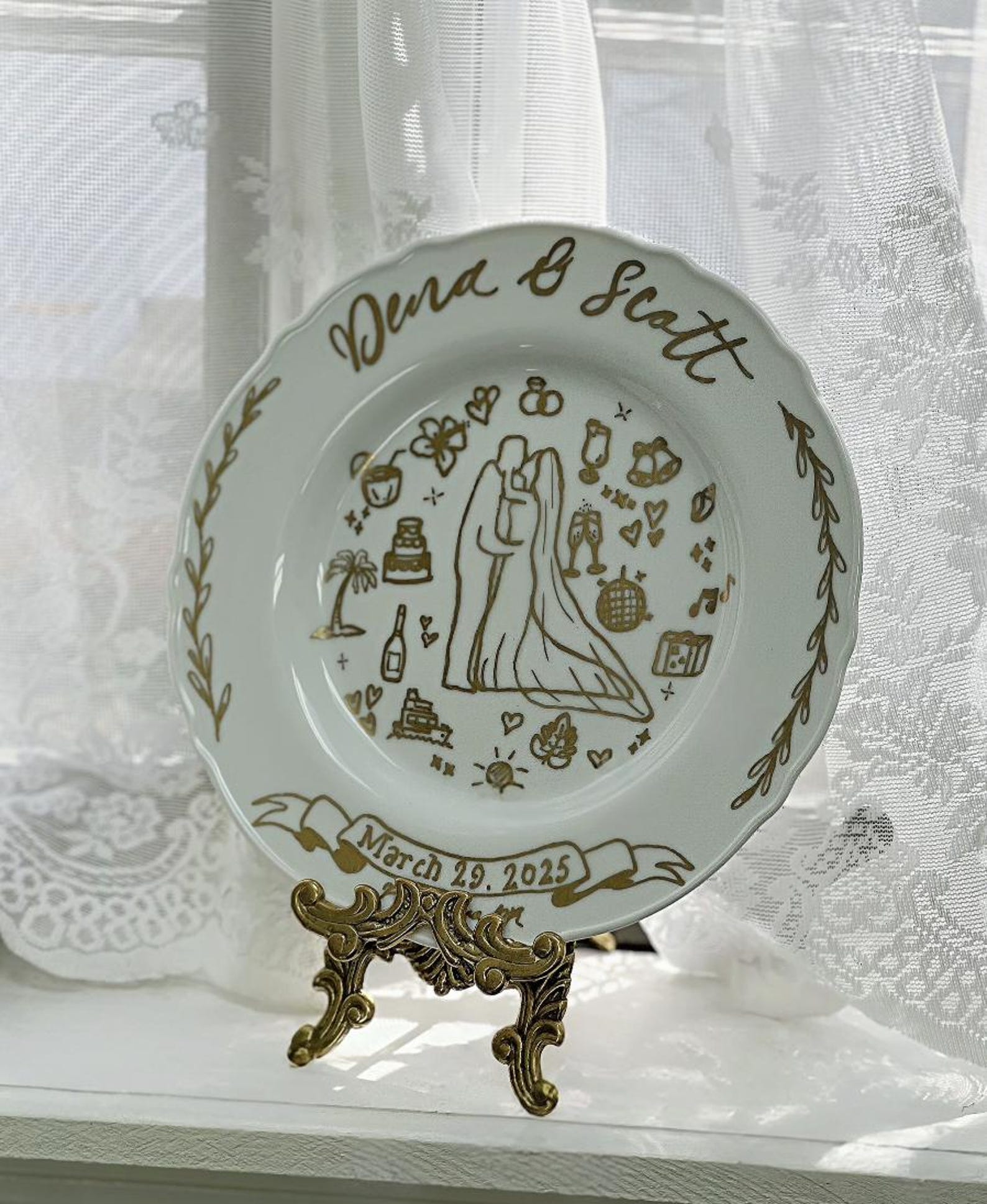 Custom Hand Painted Wedding Plate - Etsy