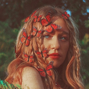 Pinzas para el pelo con forma de mariposa monarca encantada