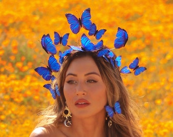 Visions of Sapphire Butterfly Crown - Ready to Ship