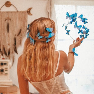 Electric Desert Blue Morpho Butterfly Hair Clips image 9