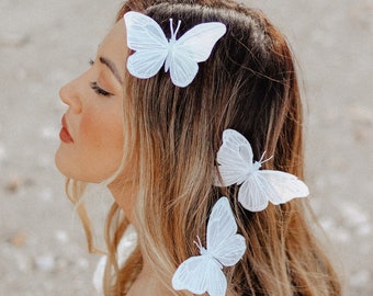 Gift of Evangeline Butterfly Hair Clips - Iridescent White - Ready to Ship