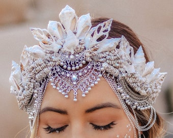 Moondream Mermaid Crown | Boho Bride Festival Seashell Tiara