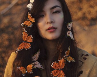 Autumn Monarch Butterfly Hair Clips