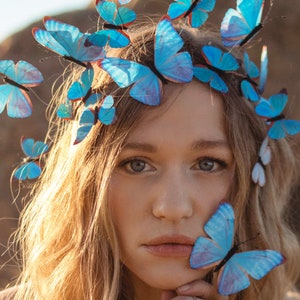 Electric Desert Blue Morpho Butterfly Fairy Crown image 3