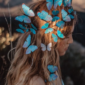 Electric Desert Blue Morpho Butterfly Fairy Crown image 4