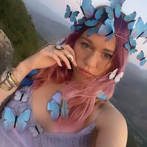 Electric Desert Blue Morpho Butterfly Fairy Crown image 7