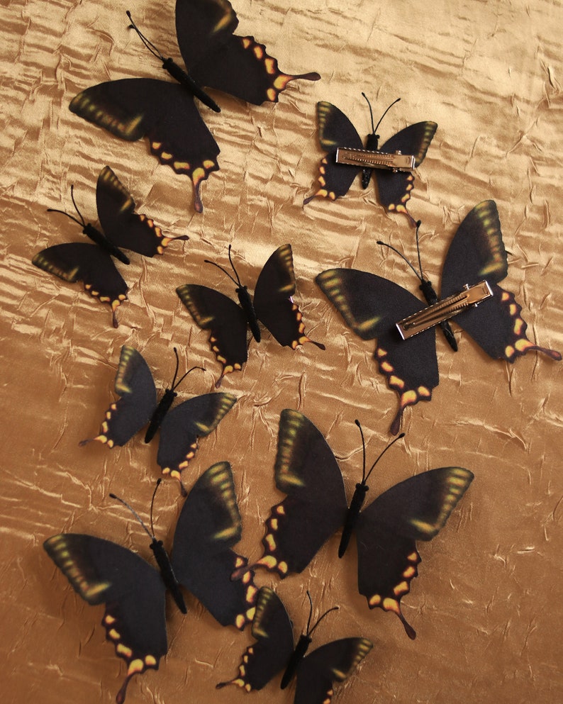 Barrettes à cheveux papillon noir fée foncée image 6