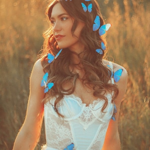 Electric Desert Blue Morpho Butterfly Hair Clips image 3