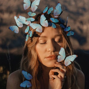 Electric Desert Blue Morpho Butterfly Fairy Crown image 6