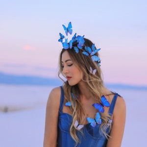 Electric Desert Blue Morpho Butterfly Fairy Crown image 8