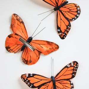 Barrettes à cheveux papillon monarque Prêtes à être expédiées image 3