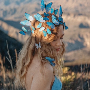 Electric Desert Blue Morpho Butterfly Fairy Crown image 5