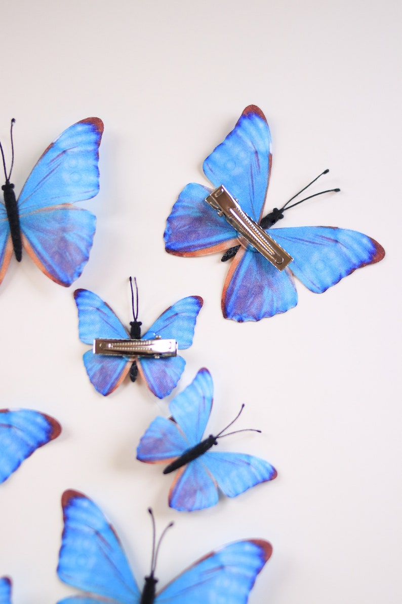 Electric Desert Blue Morpho Butterfly Hair Clips image 8