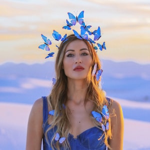 Electric Desert Blue Morpho Butterfly Fairy Crown image 10