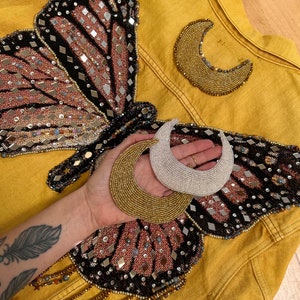 Beaded Moon Patch for Jacket DIY image 2