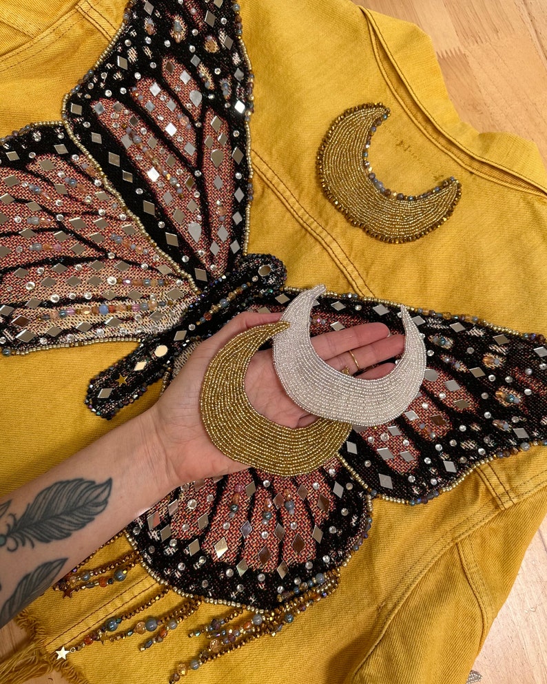 Beaded Moon Patch for Jacket DIY image 2