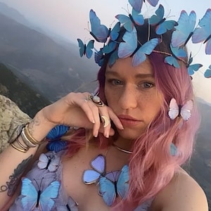 Electric Desert Blue Morpho Butterfly Fairy Crown image 2