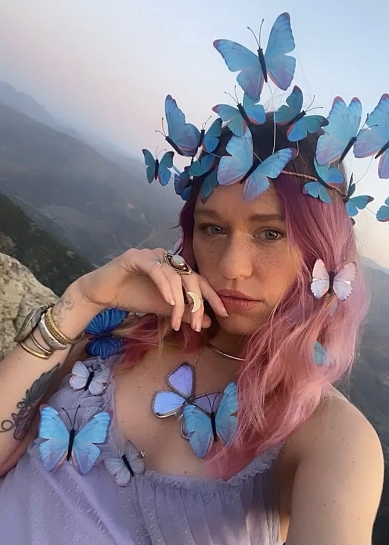 Electric Desert Blue Morpho Butterfly Fairy Crown image 2