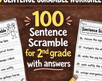 First Grade Worksheets | Sentence Scramble Worksheet | Unscramble Sentences for first grade, second grade, third Grade | Rearrange Sentences