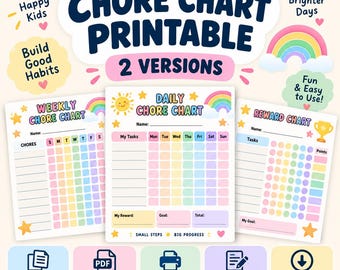 Chore Chart printable | Daily Routine Chart | Kids Chore Chart | Family Chore Chart | Responsibility Chart
