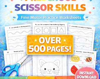 Preschool Scissor Skills Activity Book | Fine Motor Practice Worksheets (Digital Download)