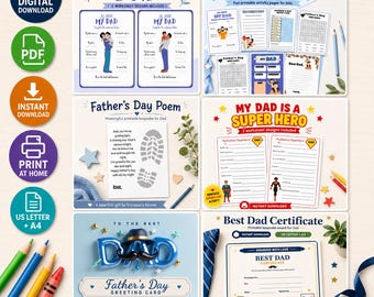 Father’s Day Printable Gift | All About My Dad Worksheet | Dad Questionnaire | DIY Father’s Day Gift | Dad Coloring Page Craft